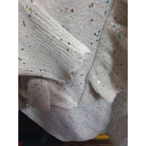 NWT LC Lauren Conrad Women Ruffle Shoulder Prancer Sparkle Sequin Sweater Size M - Picture 8 of 9